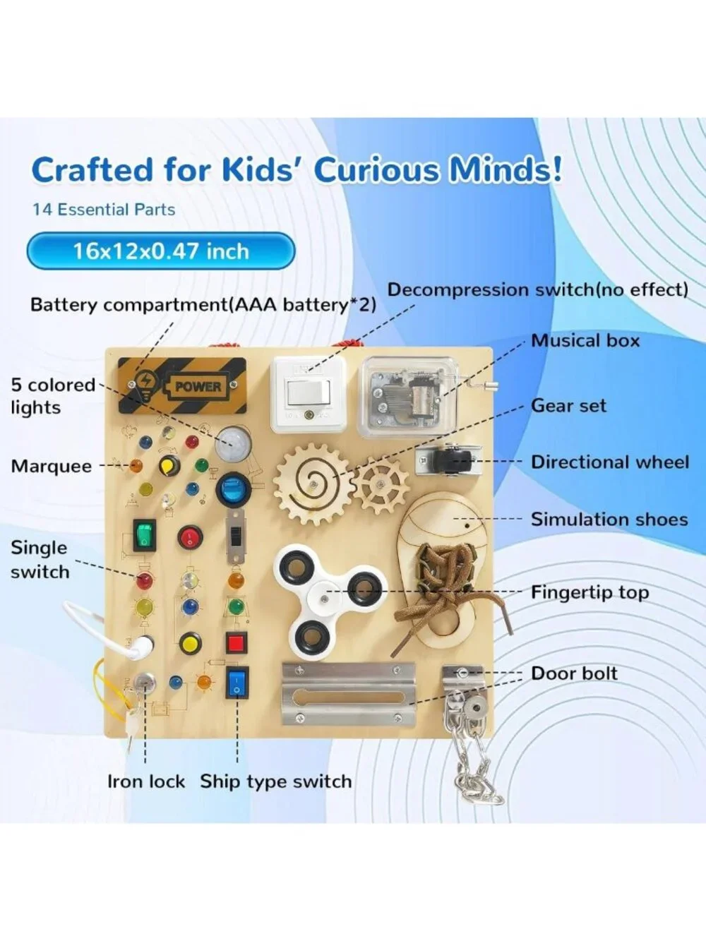Montessori Busy Board for Toddlers 1-4 Years, Sensory Travel Toy, Ideal Gift